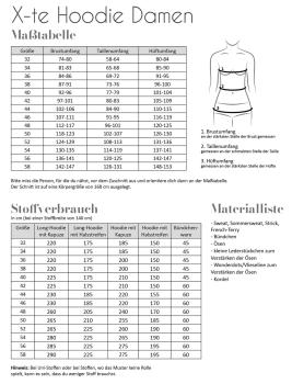 Papierschnittmuster X-te Hoodie Damen - Fadenkäfer